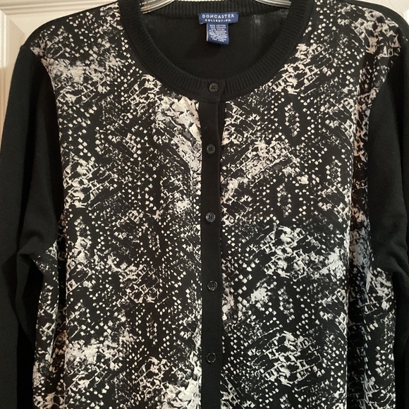 Doncaster Collection Mixed Media Cardigan, Cotton/Cashmere/Silk, Large - Picture 3 of 6